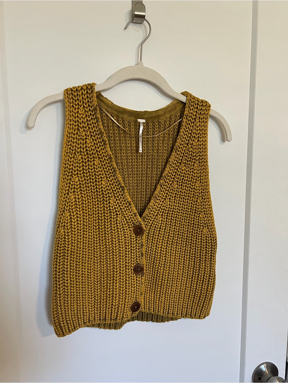 Free People Golden Mustard Chunky Knit Vest